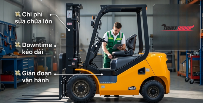 90% Chi Phí Sửa Xe Nâng Dầu Có Thể Giảm Nếu Bảo Trì Đúng Cách