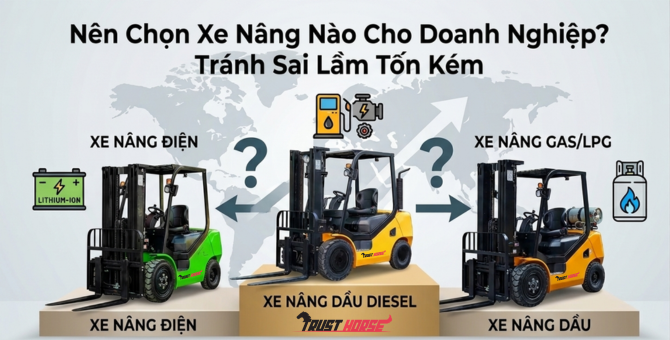 Nên Chọn Xe Nâng Điện, Dầu Hay Gas/LPG? Tránh Sai Lầm Tốn Kém Cho Doanh Nghiệp